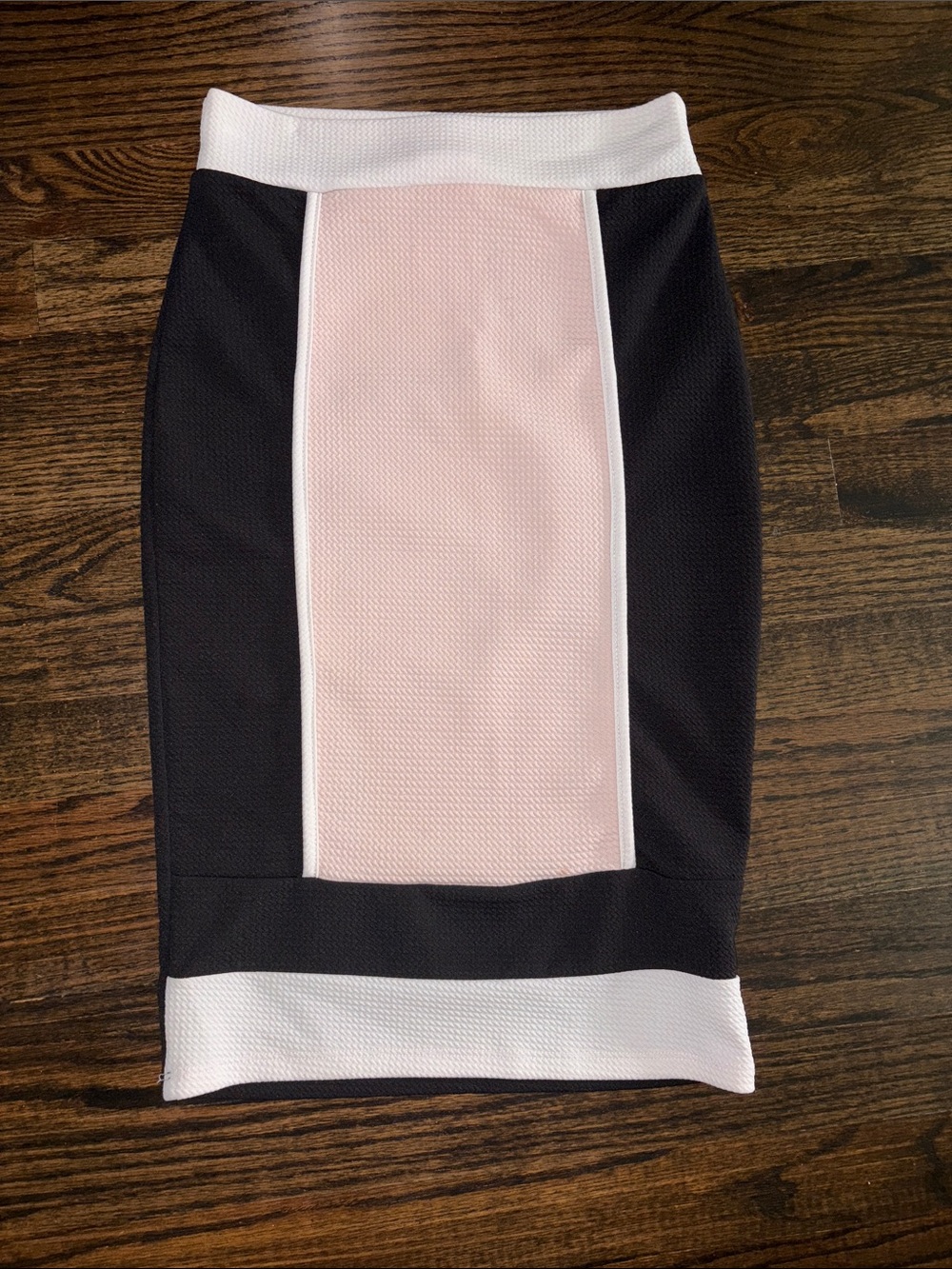 Joyce Leslie Pink, Black & White Panel Pencil Skirt